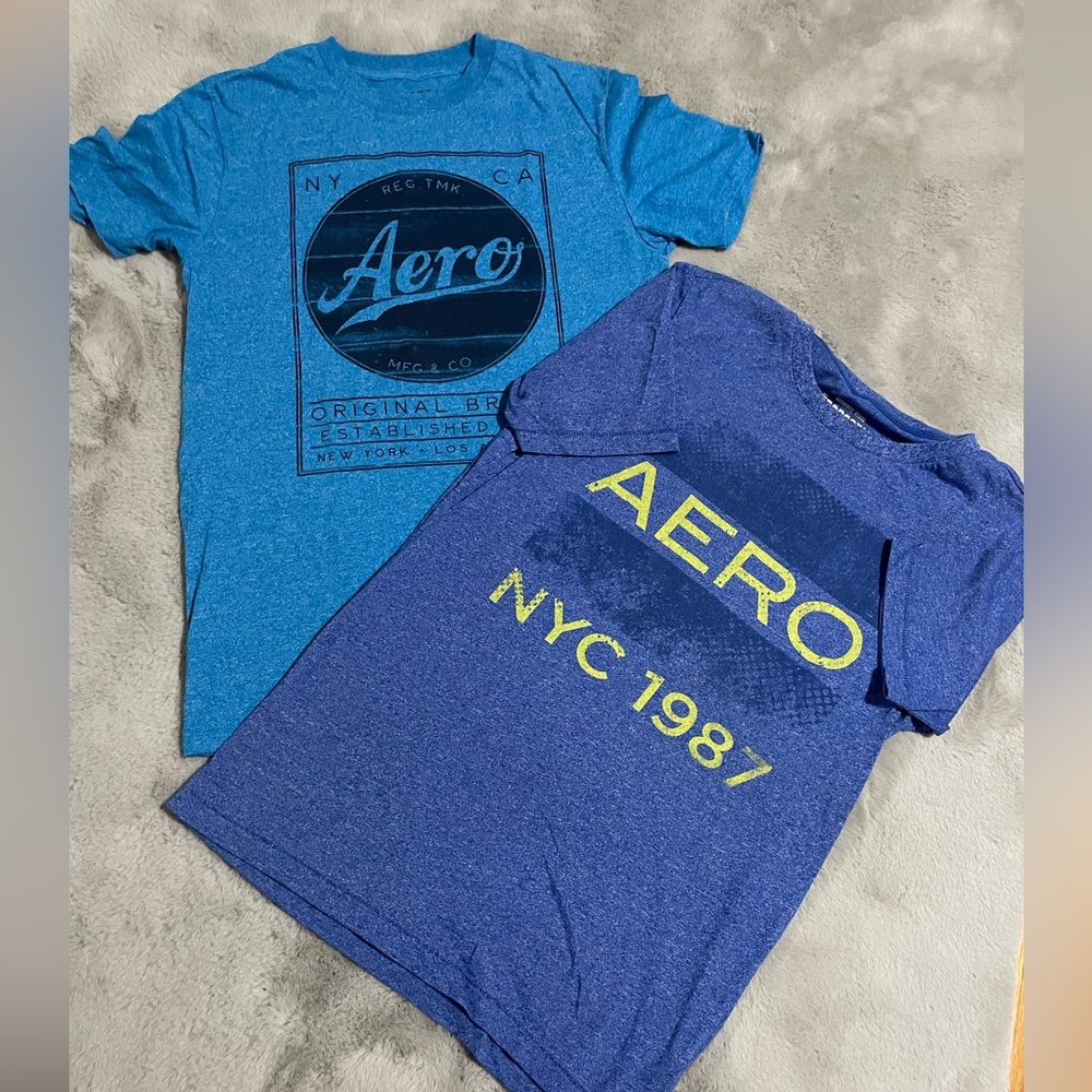 🧢Aeropostale Mens Blue Graphic T-Shirts